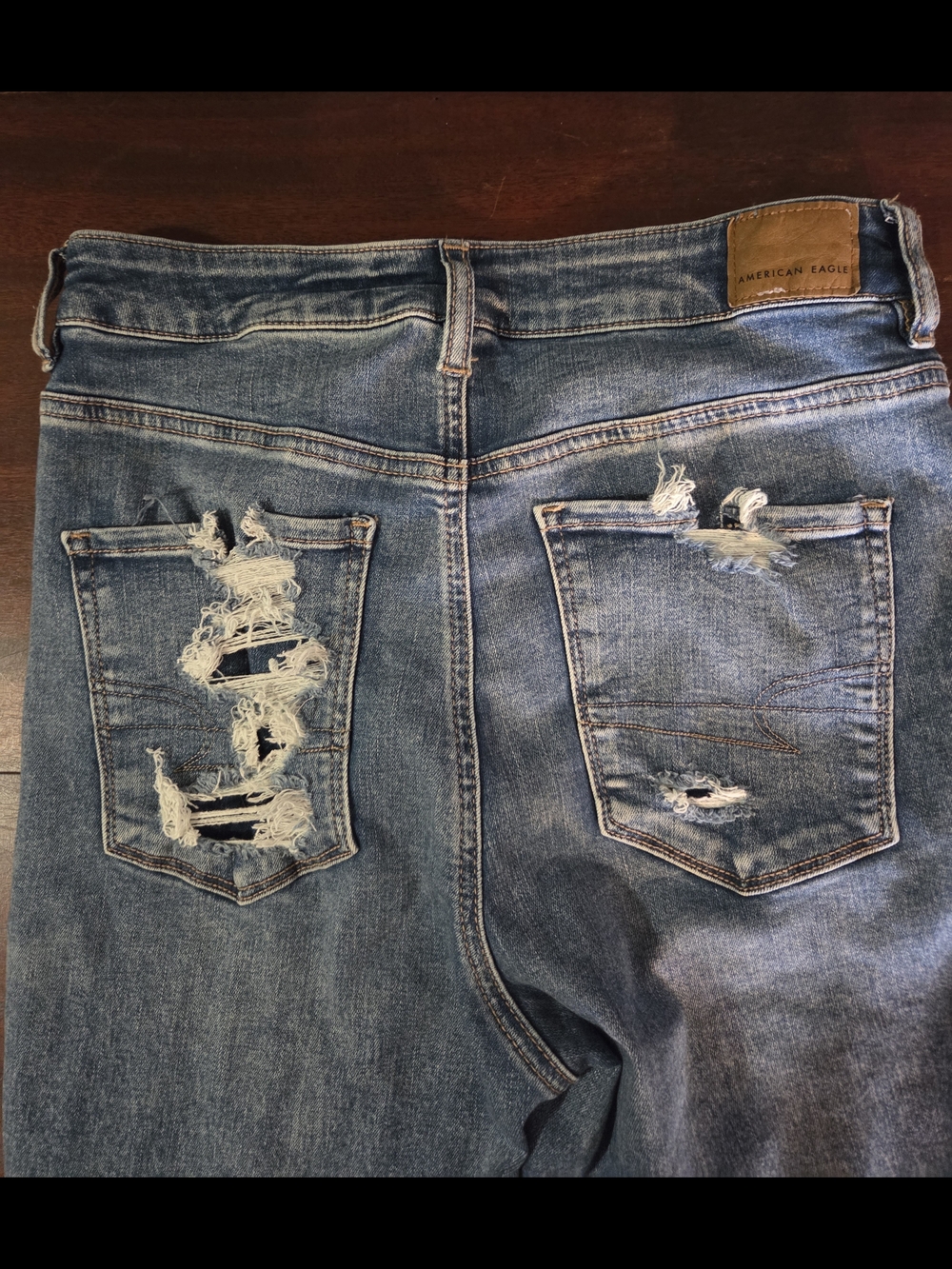 American Eagle Outfitters Women’s Blue Distressed Jeggings EUC SIZE 10 - Picture 5 of 6